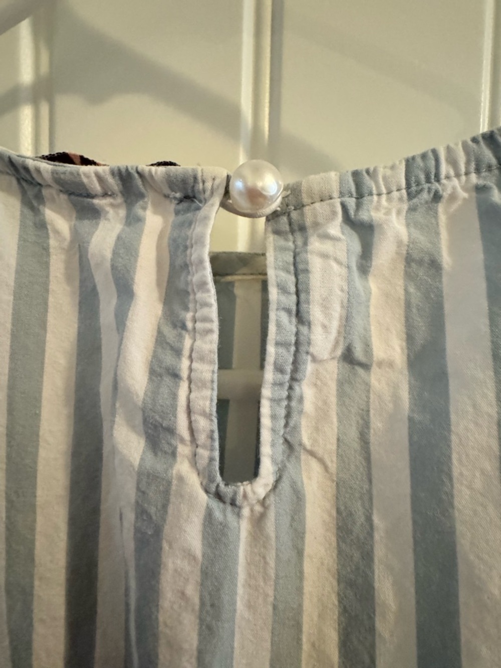 Blue and White Striped Midi Dress with Tiered Skirt - Picture 6 of 8